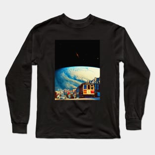 Outer Town - Space Aesthetic, Retro Futurism, Sci-Fi Long Sleeve T-Shirt